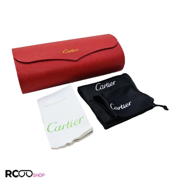 پک اورجینال عینک برند کارتیه Cartier قرمز رنگ و با تمام تجهیزات مدل 991907